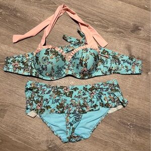 Disney Princess Sleeping Beauty Flowers & Friends Halter Aurora Bikini Swimsuit